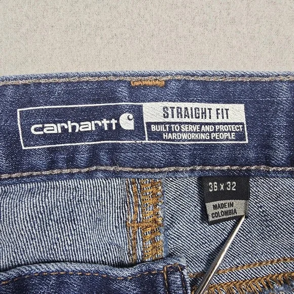 Carhartt Jeans Mens 36x32 Blue Straight Fit Workwear Denim Classic - Picture 5 of 11